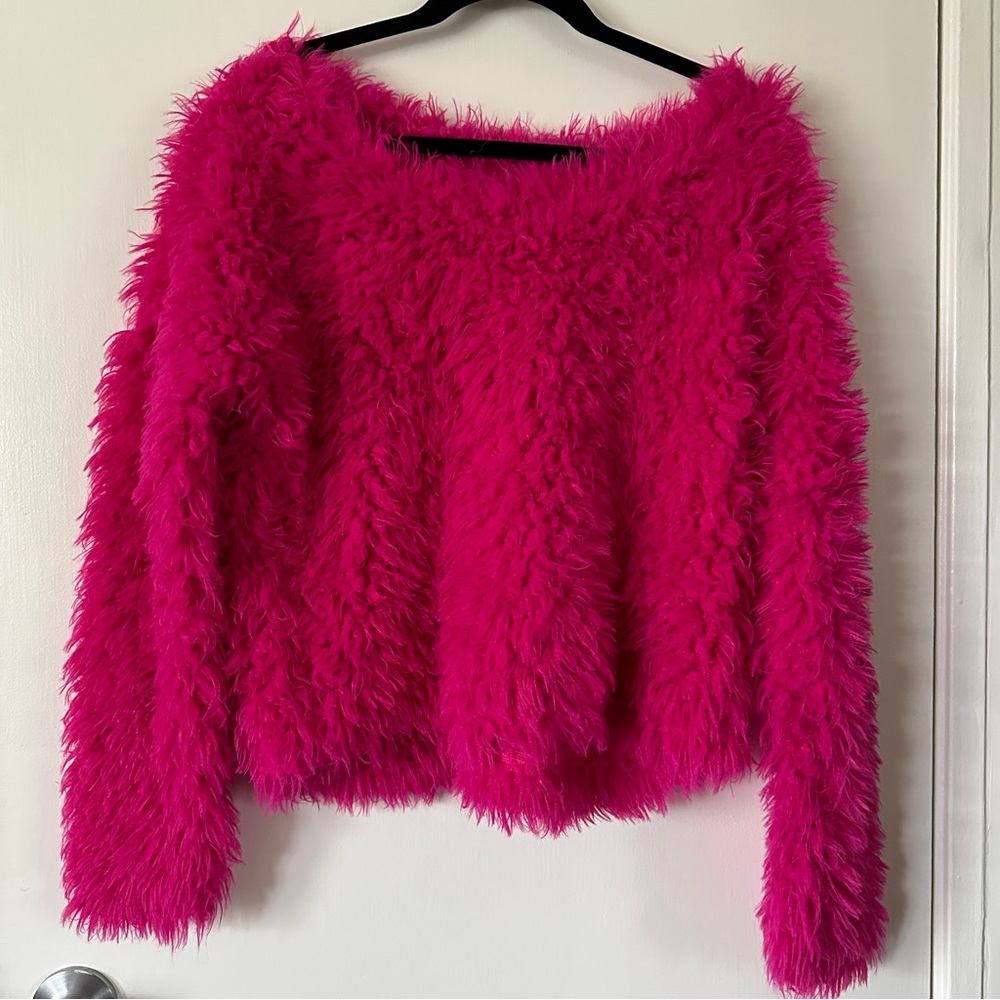 Pink fluffy sweater